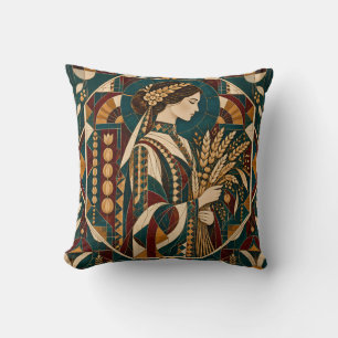 Coussin Vierge Ténébreux Bourgogne Mosaïque Géométrique