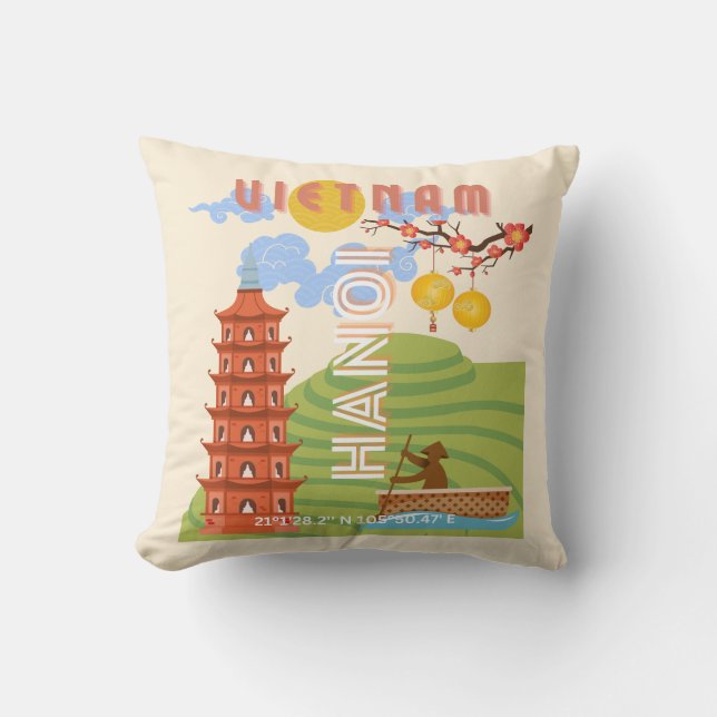 Coussin Vietnam Travel Art (Recto)