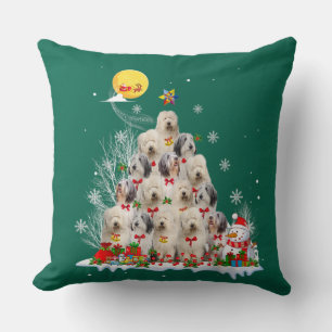 Coussin Vieux anglais Chien à chien Reindeer Pine Noël