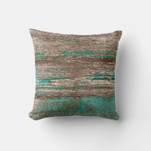 Coussin Vieux arrière - plan en bois marron-bleu avec doul