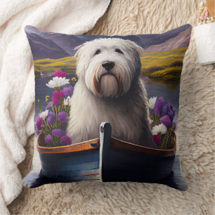 Coussin Vieux chien de berger anglais sur une pagaie : Une