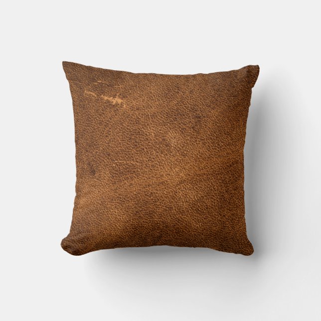 Coussin Vieux cuir marron (Recto)
