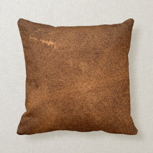 Coussin Vieux cuir marron