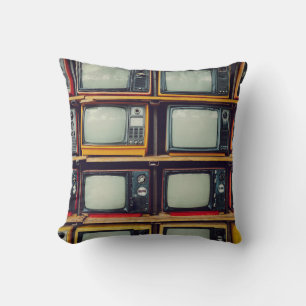 Coussin Vieux écran noir de télévision rétro