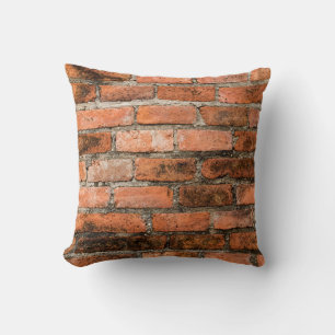 Coussin Vieux et vintage mur de brique rouge texture arriè