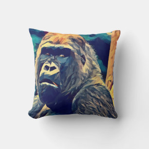 Coussin Vieux Gorille Original animal de la jungle Abstrai