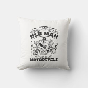 Coussin Vieux Homme Passion pour les motos, Drôle