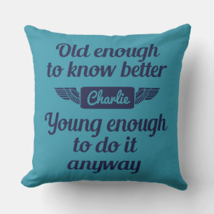 Coussin "Vieux & Jeunes" nom personnalisé lancer des oreil