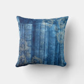 Coussin Vieux livres - ornements dorés - bleu  |  (Verso)
