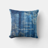 Coussin Vieux livres - ornements dorés - bleu  |  (Recto)