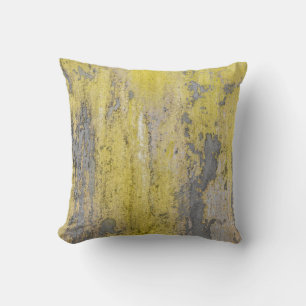 Coussin Vieux mur en béton gris avec peinture jaune écaill