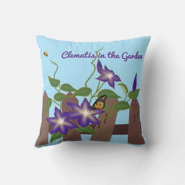 Coussin Vigne de clématite dans le jardin  (Verso)