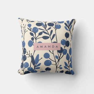 Coussin Vigne de myrtille personnalisée de style botanique