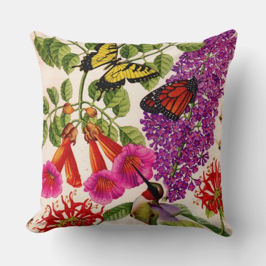Coussin vigne de trompette, buisson papillon, baume d'abei (Recto)