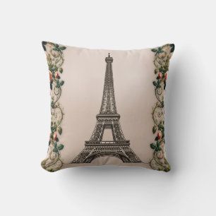 Coussin Vignes Rose Pâle Paris Tour Eiffel Style Shabby Ch