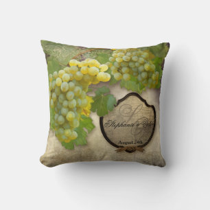 Coussin Vignoble rustique Raisins Art Vin Étiquette Maison