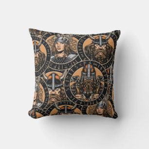 Coussin Viking Warriors : Motif Vintage coloré