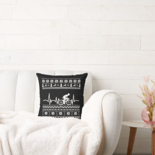 Coussin Vilain pull Joyeux Noël à vélo