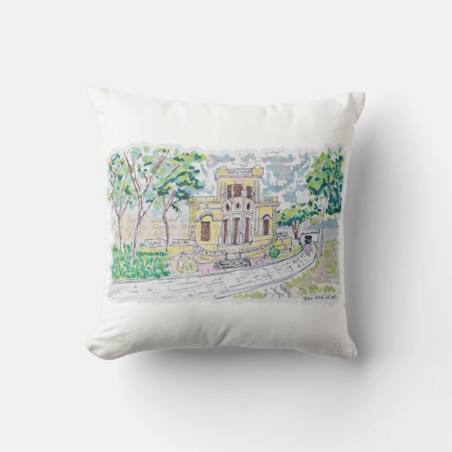 Coussin Villa Historique Jaune (Recto)