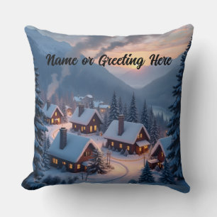 Coussin Village de Noël personnalisé 1