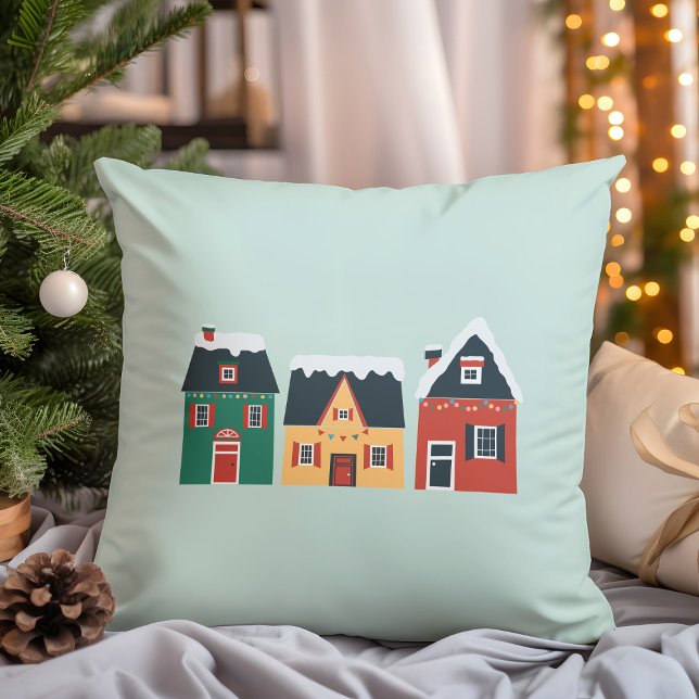 Coussin Village de vacances, chalets de Noël cosy (Créateur téléchargé)