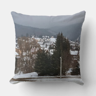 Coussin Village d'hiver panoramique - Paysage rural Rouman