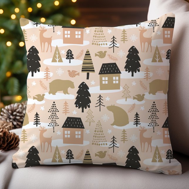 Coussin Village moderne de l'ours de Noël (Créateur téléchargé)