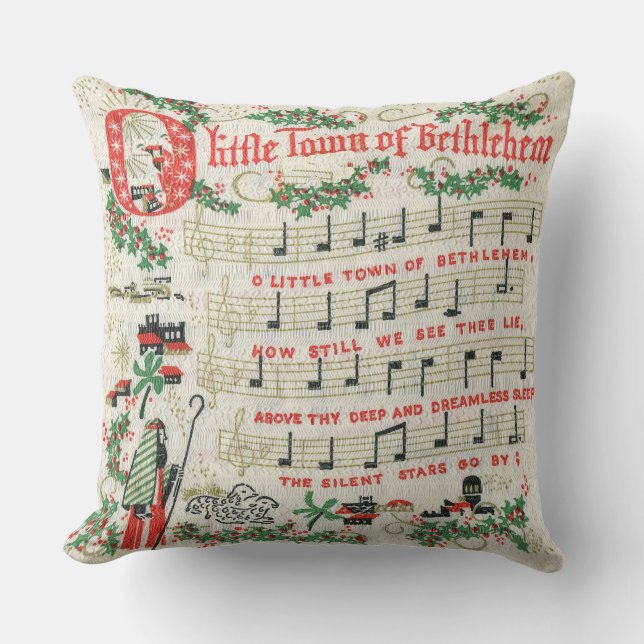 Coussin Ville de bethlehem chanson Vintage Christmas (Recto)