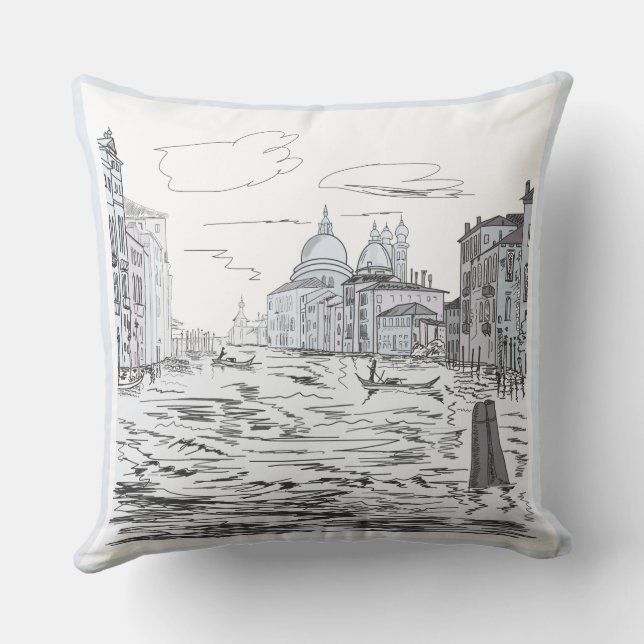 Coussin Ville de Venise sur les bâtiments des bateaux à ea (Verso)