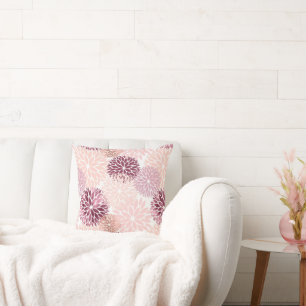 Coussin Vin Bourgogne et floral rose