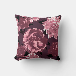 Coussin Vin de Bourgogne et motif floral