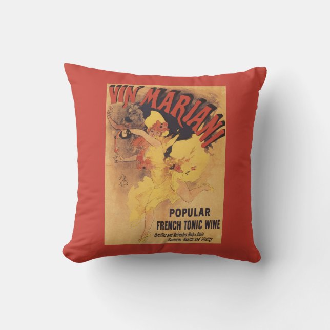 Coussin Vin de versement de fille de danse de Vin Mariani (Recto)