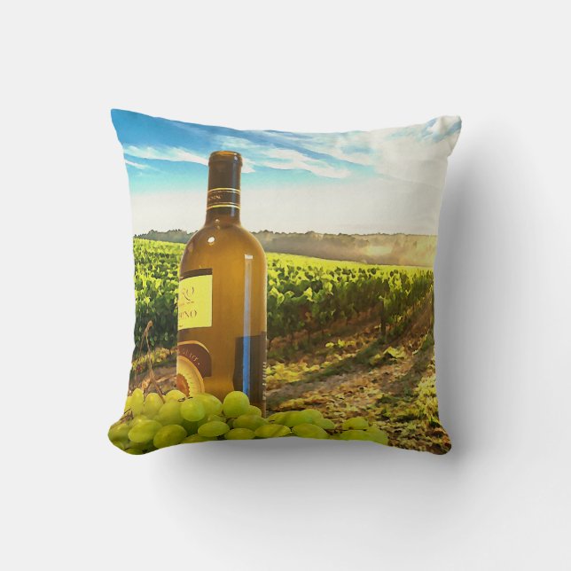 Coussin Vin et raisins dans un vignoble toscan (Recto)