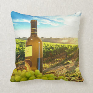 Coussin Vin et raisins dans un vignoble toscan