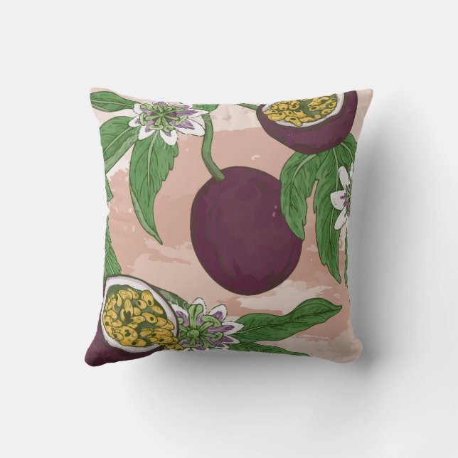 Coussin Vin floral Passion Fruit Tropical Rose clair (Verso)