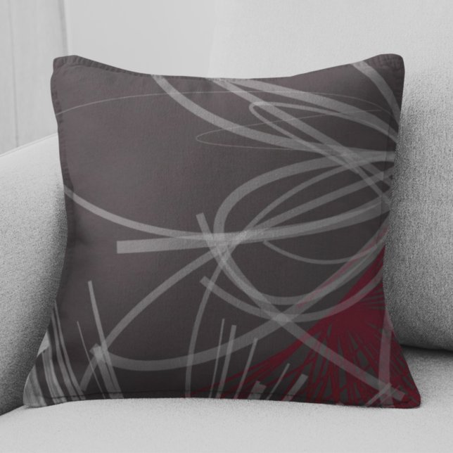 Coussin Vin gris et bourgogne Conception du ruban Abstrait (Créateur téléchargé)