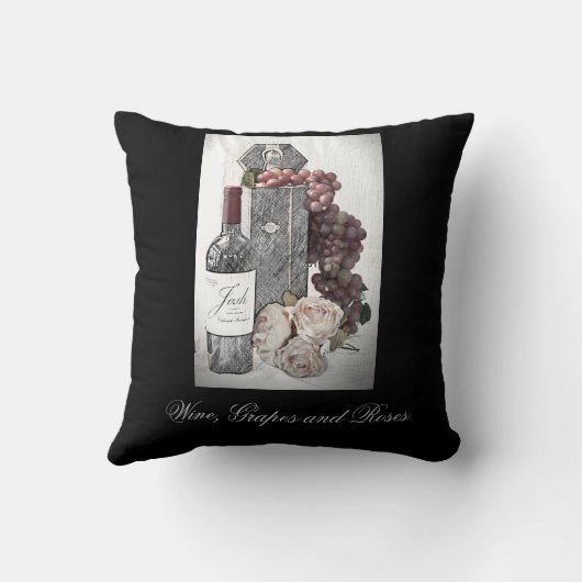 Coussin Vin, raisins et Roses (Verso)