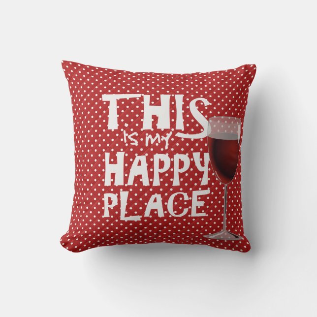 Coussin vin rouge et citation pois (Recto)