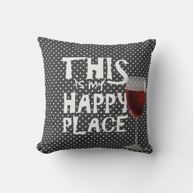 Coussin vin rouge et citation sur des points (Recto)