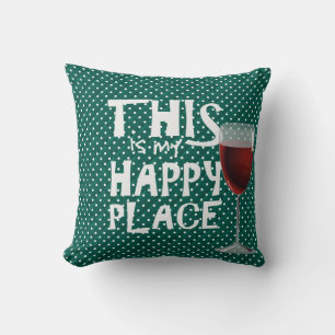 Coussin vin rouge et citation sur fond vert