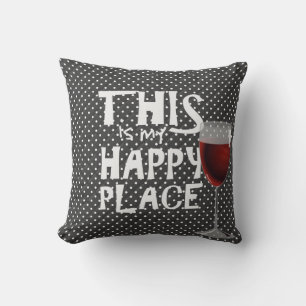 Coussin vin rouge et citation sur points