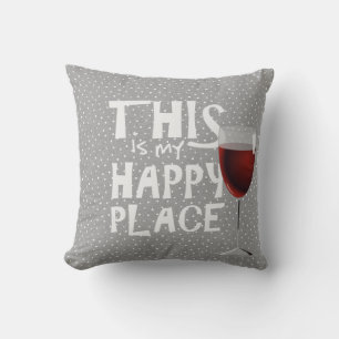 Coussin vin rouge et citation sur points gris