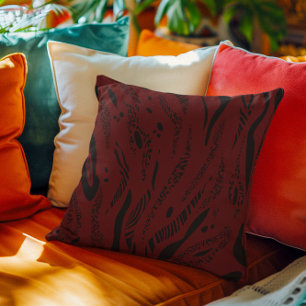 Coussin vin rouge Zèbre motif