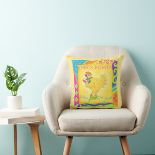 Coussin Vin une petite puissance de poussin Whimsy Jaune