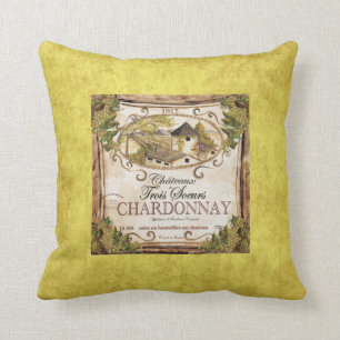 Coussin Vin vintage Étiquette Jeu d'oreiller