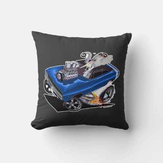 Coussin Vince Crain bleu PLEIN CHARGE 1968 muscle (Recto)