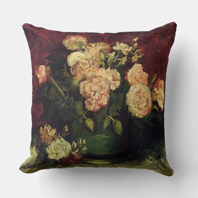 Coussin Vincent van Gogh-Cuvette avec des pivoines et des (Recto)