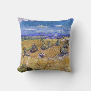 Coussin Vincent van Gogh - Meules de blé avec des moissonn