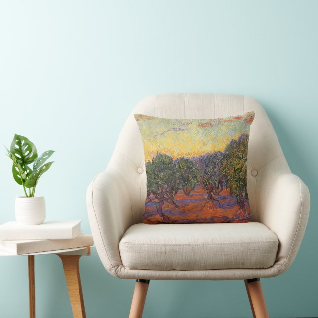 Coussin Vincent van Gogh - Oliveraie, ciel orange (Chaise)