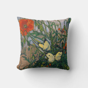 Coussin Vincent van Gogh - Papillons et Coquelicots